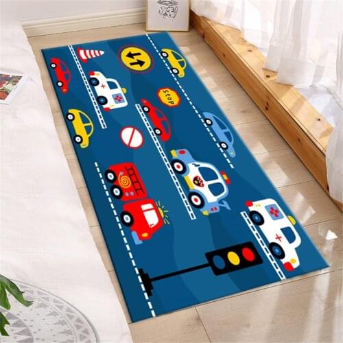 Nordic Cartoon Car Blue Bedroom Floor Mat For Kids Soft Flannel Bedside Mat Cute Kawaii Mat In The Hallway Entrance Doormat