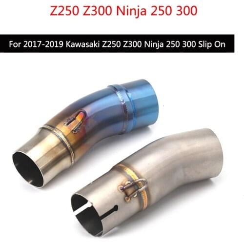 Mid Pipe ) For Kawasaki Z250 Z300 Ninja 250 300 2017-2019 Exhaust Pipe Motorcycle 48/51 mm Middle Link Pipe Slip On Modified