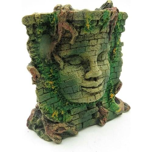 1pc Resin Aquarium Crafts Adornment Simulated Retro Human Face Wall Landscape Ornament Fish Tank Landscape Decoration