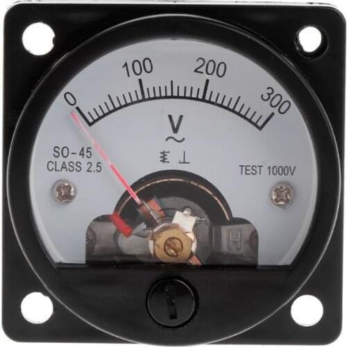 Voltmeter SO-45 AC 0-300V Round Analog Dial Panel Meter Voltmeter Gauge Black