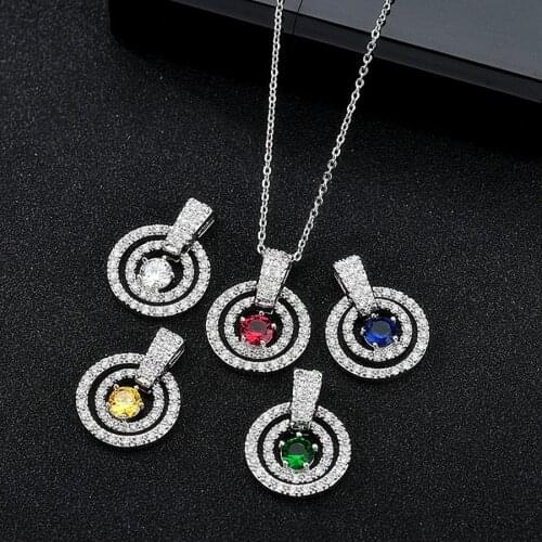 11.11 Famous Brand Jewelry White Gold Color Cute Simple Necklaces For Women Fashion Round Design Pendant with CZ Stone Bijoux