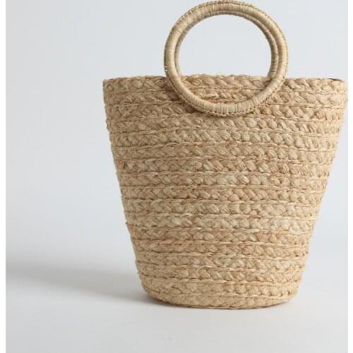 2021 Summer Ladies Original Purse Rattan Bag Lafite Straw Bag Weaving Bucket Crochet Bag Woven Bohemian