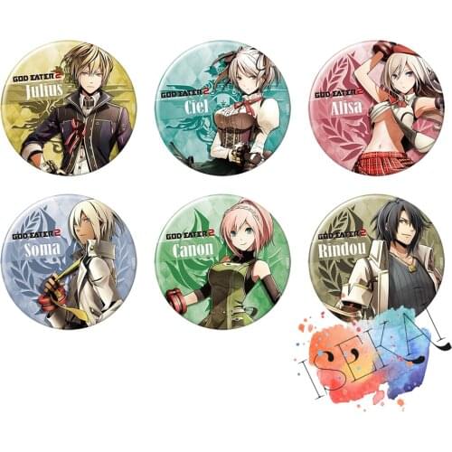 GOD EATER Anime Badge Game Soma Schicksal Ciel Alencon Julius Visconti Alisa Canon Rindou Metal Badge Brooch Pins