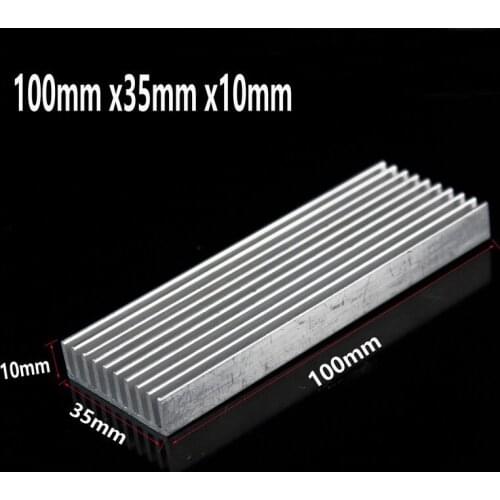 10pcs Gdstime 100mm Aluminum Heatsink 100x35x10mm Silver DIY Cooler LED Power Heat Sink High Quality