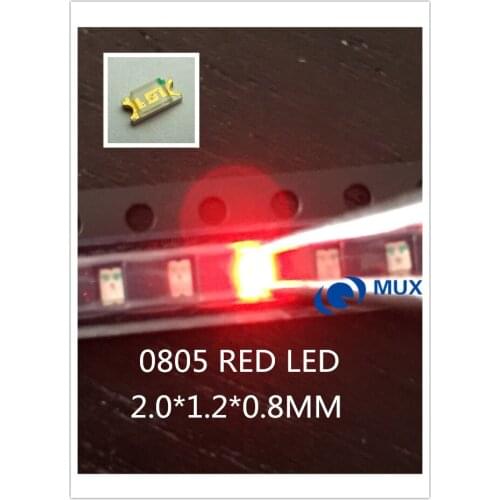 100pcs SMD LED 0805 (2012) Red Ultra Bright Light Emitting Diode LED Lamp 620 - 625nm SMT LED Chip Beads Electronics Components