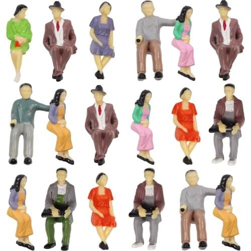 18pcs Model Trains All Seated Figures 1:30 Painted Figures G scale Seated Person Model Scenery P30S