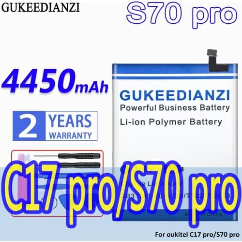 GUKEEDIANZI High Capacity Battery S70 pro 4450mAh For oukitel C17 pro/S70 pro Bateria
