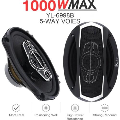 2pcs 6x9 Inch 1000W 12V 5 Way Car Coaxial Auto Music Stereo Full Range Frequency Hifi Speakers Non-destructive Installation