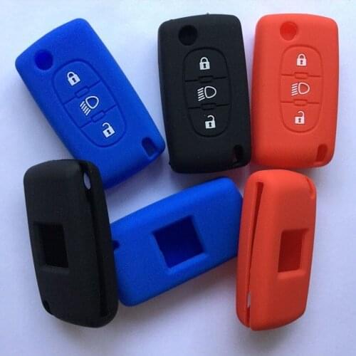 Keyless Entry Fob Remote Cover Silicone For Citroen C2 C3 C4 Picasso Xsara C5 C6 C8 Flip Folding Shell Protect 3 button