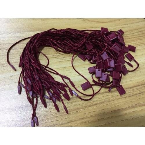 Free shiping High quality dark red hang tag string hang tag strings cord for garment stringing price hangtag or seal tag