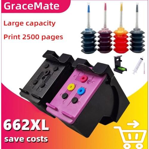 GraceMate 662XL Refilled Ink Cartridge for Hp 662 Xl Deskjet Advantage 1015 1515 2515 2545 2645 3515 3545 4515 4645 Inkjet 662
