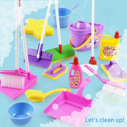 Baby Simulation Cleaning Toy Mop Broom Furniture Happy Play House Educational Model Housekeeping Toys
