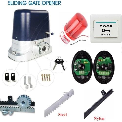 800kg Electric Steel wood door sliding gate opener motor with 3m 4m 5m 6m racks 1 photocell 1 flashing lamp
