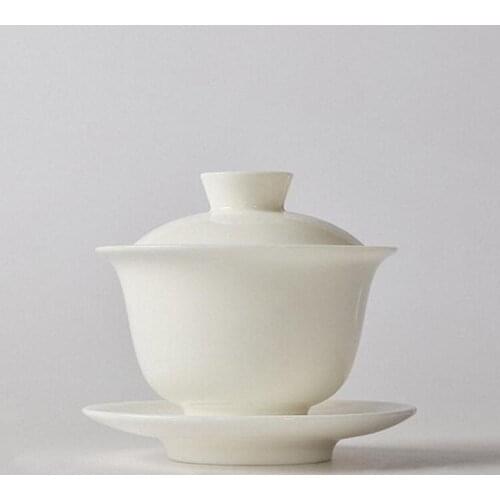 White Porcelain Kung Fu Gaiwan Hand Made Ceramic Tea Set Chinese Porcelain Teaware 160ml Tea Bowl High Quality Chinaware