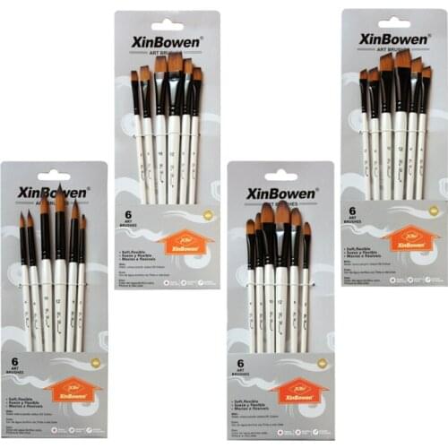 Brushes 6pcs Nylon Hair Watercolor Brush Set Fine Art Oblique Peak Painting Gouache Oil Brush