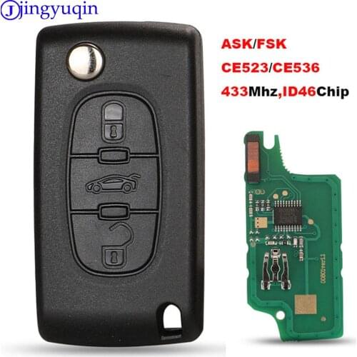 Jingyuqin 433Mhz ASK Car Key For Citroen C2 C3 C4 C5 C6 C8 HU83/VA2 Blade Foding Flid Key