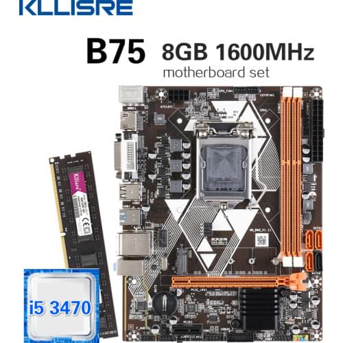 Kllisre B75 motherboard set with Core i5 3470 8GB 1600MHz DDR3 Desktop Memory NVME M.2 USB3.0 SATA3