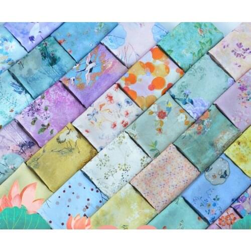 Ramie Tencel Digital Printing Thin floral Poplin cotton Fabric for Handmade Summer Dress Shirt Blous 50x140cm