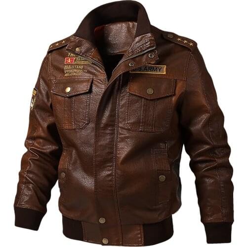 Plus Size Leather Jacket Men Spring Autumn Army PU Bomber Jacket Military Outwear Waterproof PU Jacket jaqueta de couro M-6XL