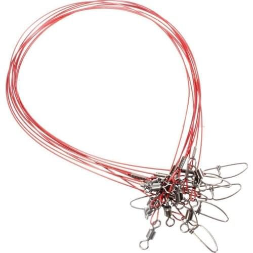 Hot-Fishing Lures Stainless Steel Trace Wire Leader Spinner Swivel Line 50 cm 50 Kg Amount:10 Pcs