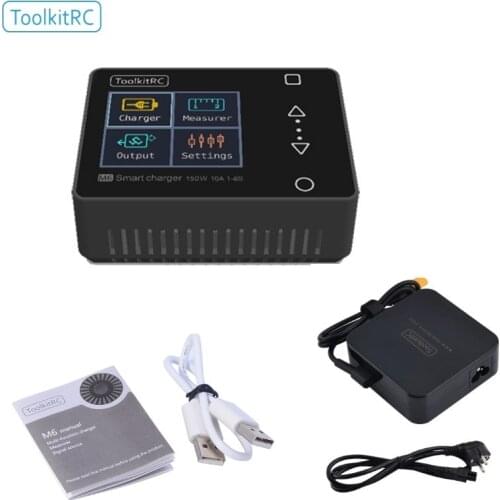ToolkitRC M6 150w 10A Servo Tester Tool DC Output 1-6s Color Screen Multi-function Charger with XT60 100W adapter