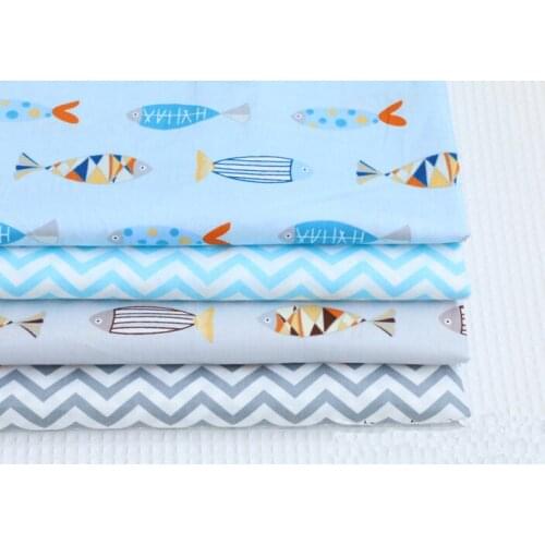 Mylb Kindergarten, children cartoon, pure cotton woven fabric, small fish print printed cloth, infant cotton twill cloth