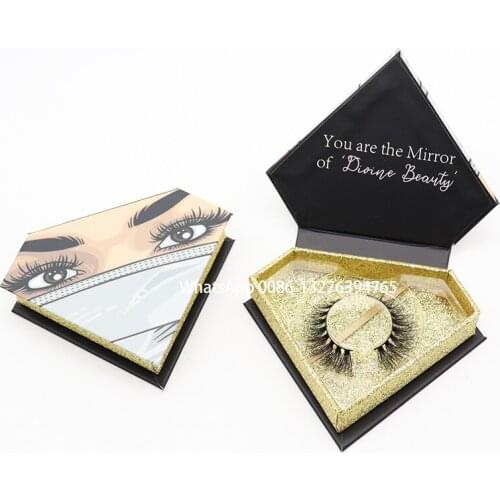 Light Blue Mask Diamond Eyelash Case With Tray Makeup Eyelashes 3D Mink Lashes Fluffy Soft Wispy Volume Natural long Cross Lash