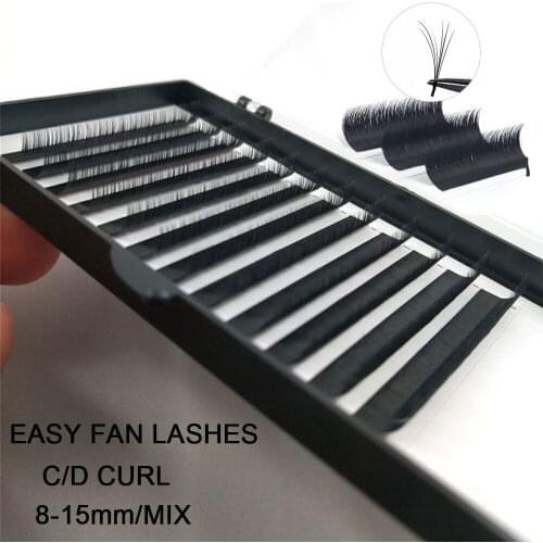 Bulk 8-15mm Mixed Easy Fan Volume Lashes Premium Real Mink Easy Fanning Eyelash Extensions False Lashes Soft Makeup Cilia