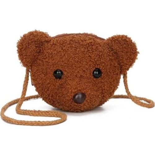 New childrens new coin purse bag boys and girls princess fashion Cross-body bag bear plush shoulder messenger bag female