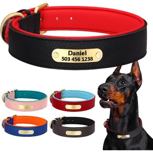Custom Personalized Dog Collar Engraved Pet Puppy ID Tags Collar Padded For Small Medium Large Dogs Pitbull Bulldog Correa Perro