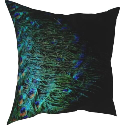 Peacock Feather Pillowcase Printed Polyester Cushion Cover Decorative Pillow Case Cover Car Square 45X45cm