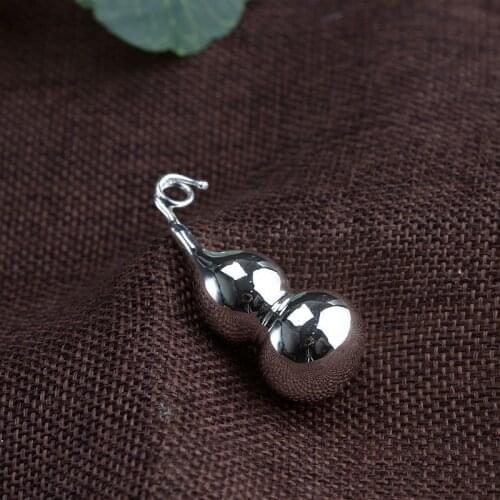 Real S990 solid sterling silver polishing process gourd pendant glossy solid hollow items womens pendant