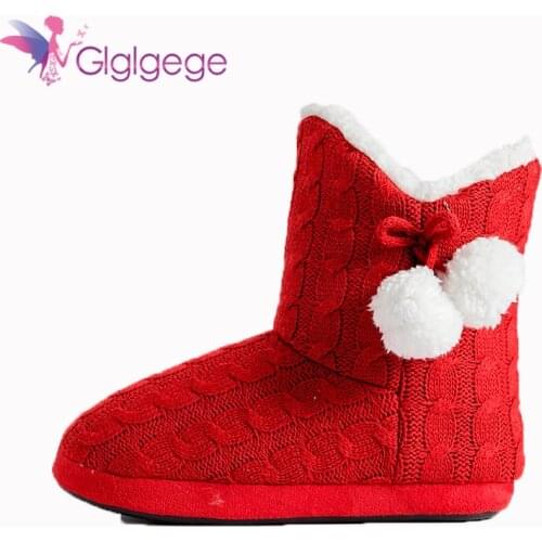 Glglgege Drop Shipping Solid Plush Ball Winter Home Slippers Cotton Soft Thick Plush Slippers Non-Slip Women Slipper Shoes