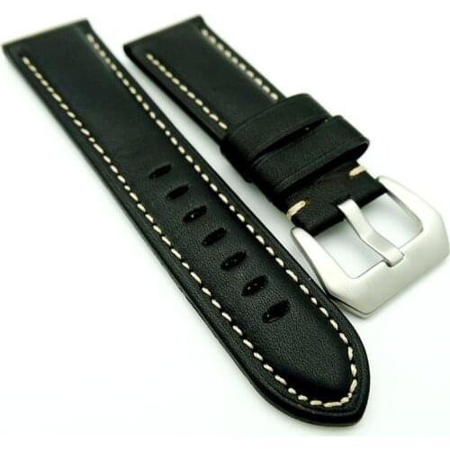 New 24mm Black Replace For PAM111 Genuine Leather Watch bands Strap Case With Word Wrist Strap