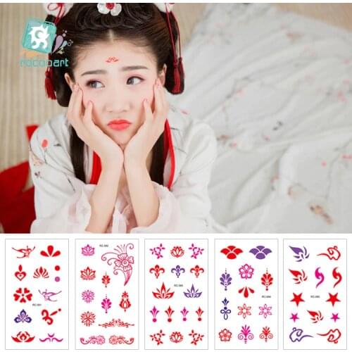 Rocooart Bindi Sticker Face Jewels Tattoo Forehead Temporary Tattoo Sticker Actress Make Up Tatuaje Festival Taty Party Tatouage