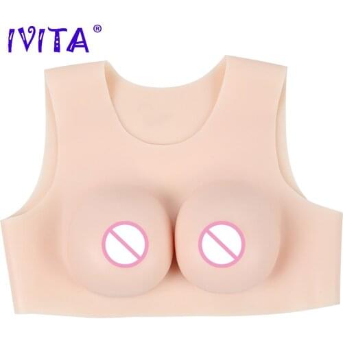 IVITA Silicone Breast Forms Fake Boobs Breasts False Chest B Cup for Crossdresser Transgender Drag-Queen Shemale Enhancer