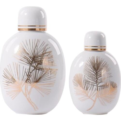 Light Luxury Ceramic Storage Jar Gold-Plated Decoration Living Room Home Decoration