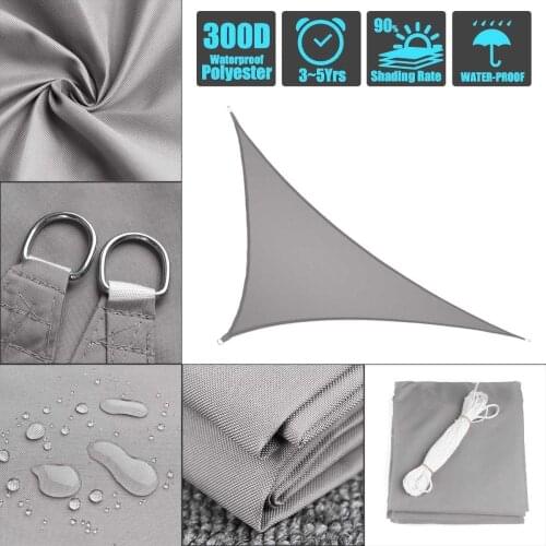 300D 160GSM Waterproof Polyester Oxford Fabric Shade Sail Right Triangle Tent Sunshade Grey