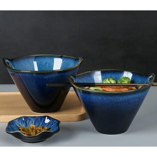 Japanese double ear ramen bowl household creative personality ceramic bowl noodles instant noodles bowl tableware eating noodles