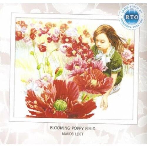 Gold Collection Lovely Counted Cross Stitch Kit Blooming Poppy Field Poppies Papaver and Little Girl Maid rto