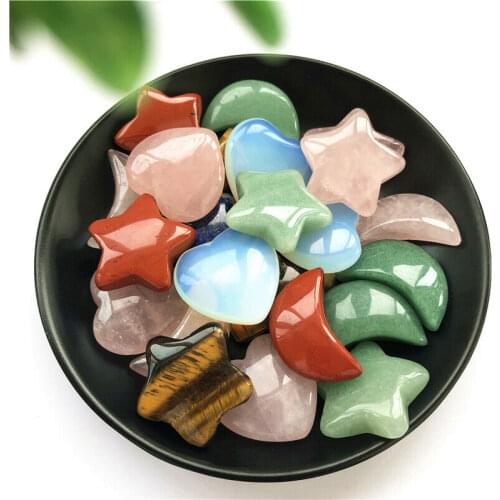 1pc Natural Lapis Lazuli Opal Amethyst Rose Quartz Crystals Star Moon Shaped Stone Healing Gemstone Natural Stones and Minerals