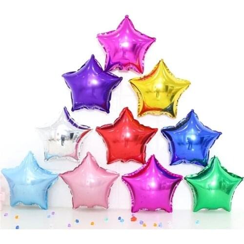 Mixed 10pcs 10inch five-pointed star heart shaped foil balloon wedding birthday decor pure color metallic Inflatable globos toys