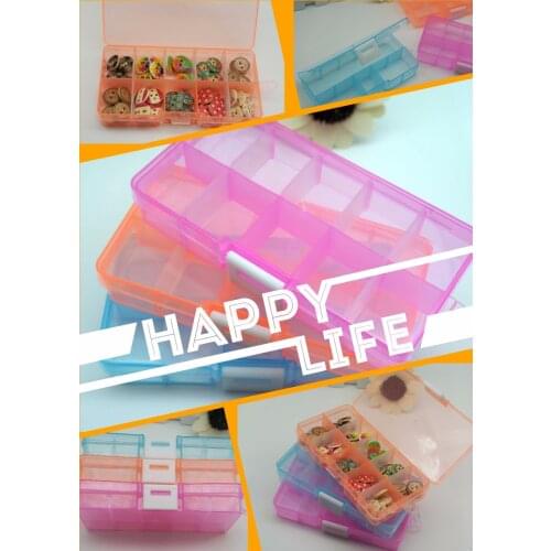 10 Grids Happy Gifts High Quality Adjustable Jewelry Beads Pills Nail Art Tips Storage Box Case Free Shipping