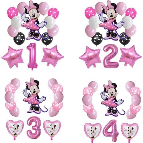 14pcs Mikcey Minnie Mouse 32inch Number Balloons Birthday Party Decorations Baby Shower Kids Party Mickey Balloon Air Globos