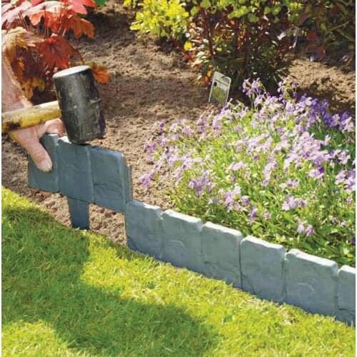 20Pcs Garden Fence Edging Cobbled Stone Effect Plastic Lawn Edging Plant Border Decorations