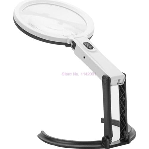 20pcs 12 LED Light Magnifier Magnifying Glass with Light Lens Table Desk-type Lamp Handheld Foldable Loupe desktop