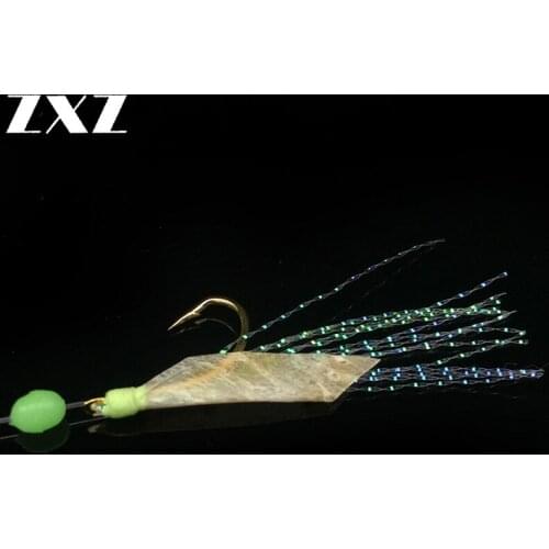 30pcs 5bags 8#-19# Fishhooks For Swivel Fishing Luminous Gold-plated String Hook Fish Skin Fishy Smell Combination String Hooks