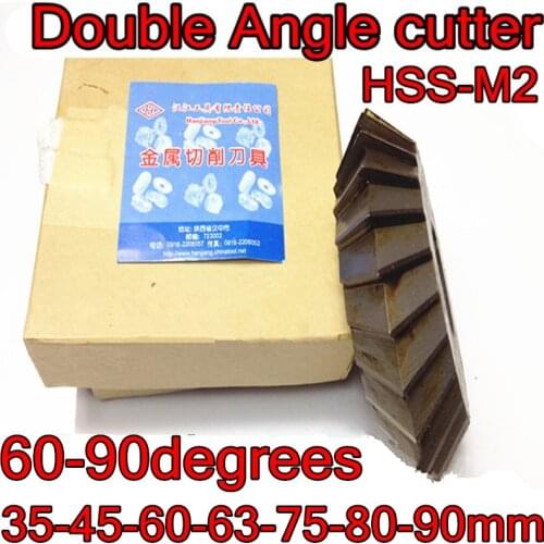35-45-60-63-75-80-90mm*60-90degrees HSS Double Angle Milling cutter Processing: steel Free shipping