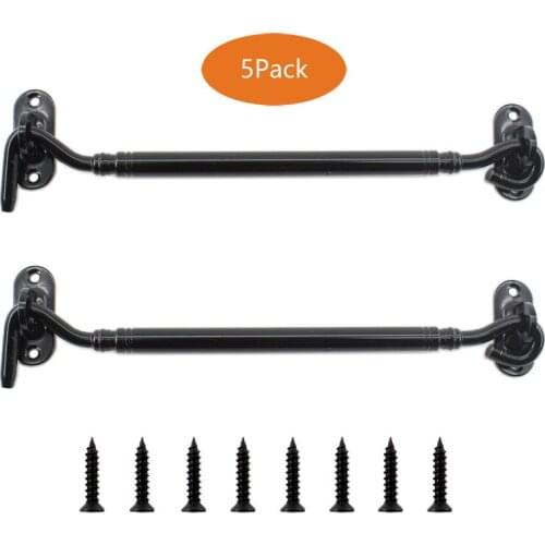 8'' Barn Door Latch,5PCS Back Gate,Heavy Duty Stainless Steel Gate Latch Lock,Cabin Hooks Eye Latch Hooks with Screws for Window