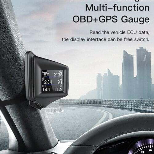 OBD GPS Dual System Head-up Display Display Car Digital Hud GPS Speedometer 2 Inches LCD Overspeed Alarm Car Speed Projector